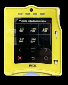 Nayax terminal — vyber sumy za umyvaci program